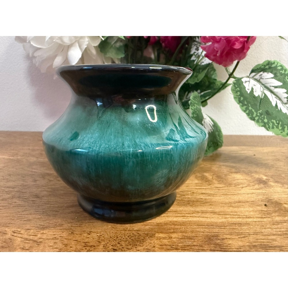 Blue Mountain Pottery Canada Green Brown Drip Glaze Vase Mid Century Decor